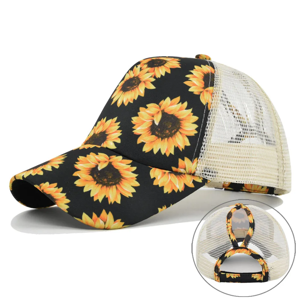 

Sunflower Print Adult Baseball Cap Colorful Flowers Casual Visor Hat Spring Autumn Hip Hop Fitted Cap for Women Casquette Gorras