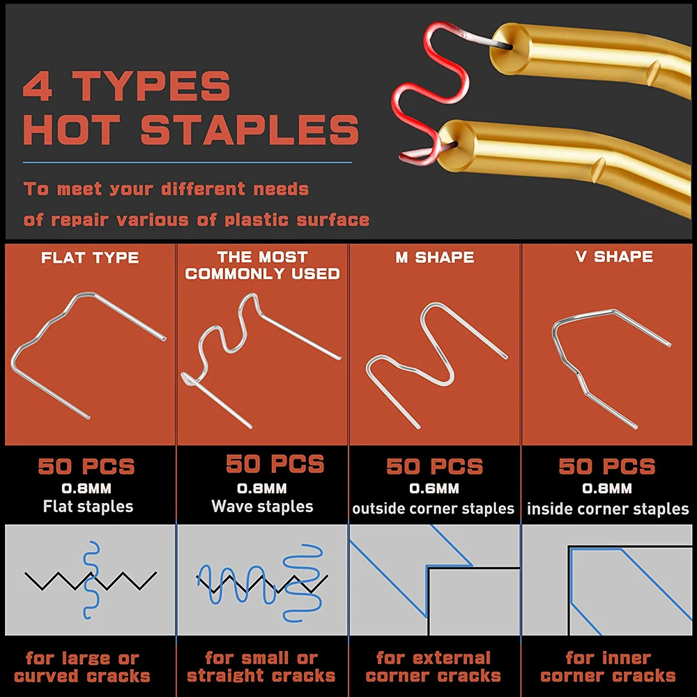 Car Bumper Crack Repair Tools 50W plastic welder gun Car Bumper Repair Kit Plastic Repair Kit Hot Staple Gun Car Bumper  stapler