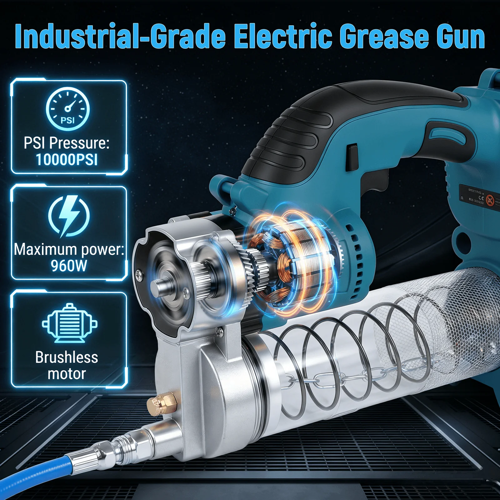 Degreat 10000PSL 69Mpa Elektrische Fettpresse Hochdruck-Schmierölpistole für Autos, Autowartungswerkzeug für Makita 18V Akku