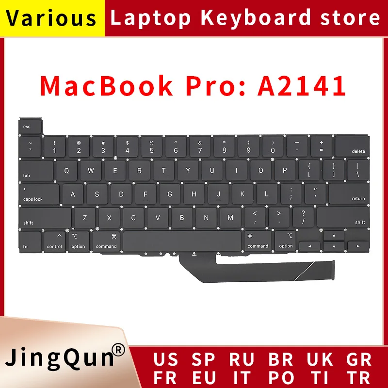 

Laptop Keyboard For MacBook Pro Retina 16" A2141 US UK Russian German French Spain Brazil Italian Portugal PT Turkey TR Thai