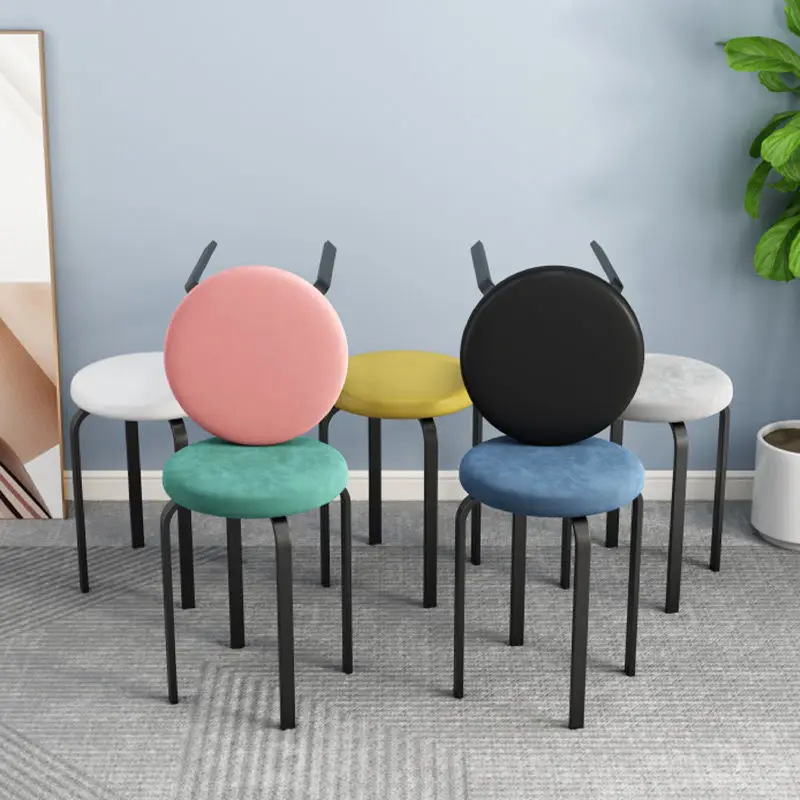 

Nordic Round Bench Home Living Room Stackable Small Benches Soft Sitting Stools Restaurant Dining Table Simple Iron Ottomans ins