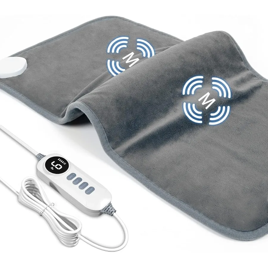 DAILYLIFE Massage Heating Pad 12''x 24'' Electric Heated Pads with Massager 4 Massage Modes 6 Heat Settings 24 Relaxing Combina