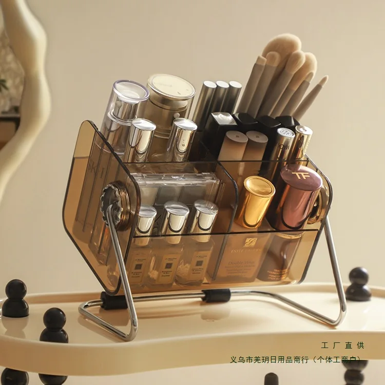 

Medieval style rotating cosmetics storage box makeup brush cylinder rack
