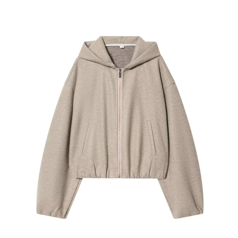 

Women Hooded Jacket Spring Autumn Fashion Round Neck Long Sleeve Zippered Cardigan Hoodie Causal Female Loose Tops