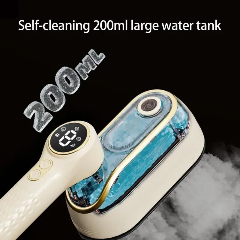 1200W Portable Garment Steamer LCD Display Quick Heat Handheld Iron Electric Ironing Machine with Ergonomic Handle N58D