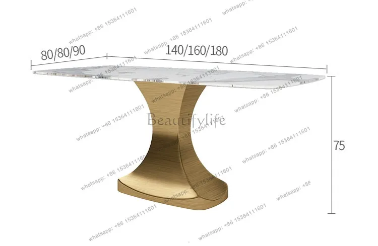 Italian rock slab dining table light luxury household rectangular modern simple western dining table small apartment