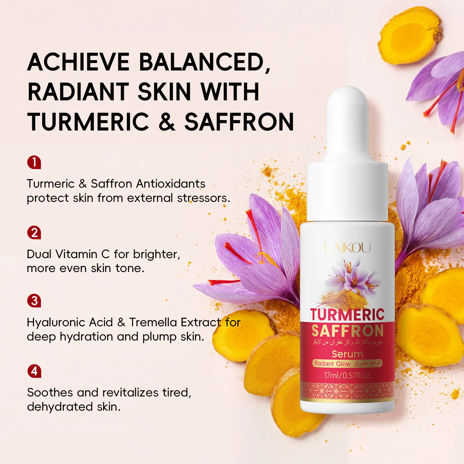 

LAIKOU Saffron Extract Face Essence 17ml Anti Wrinkle Firming Lifting Skin Care Daily Essential for All Skin Types