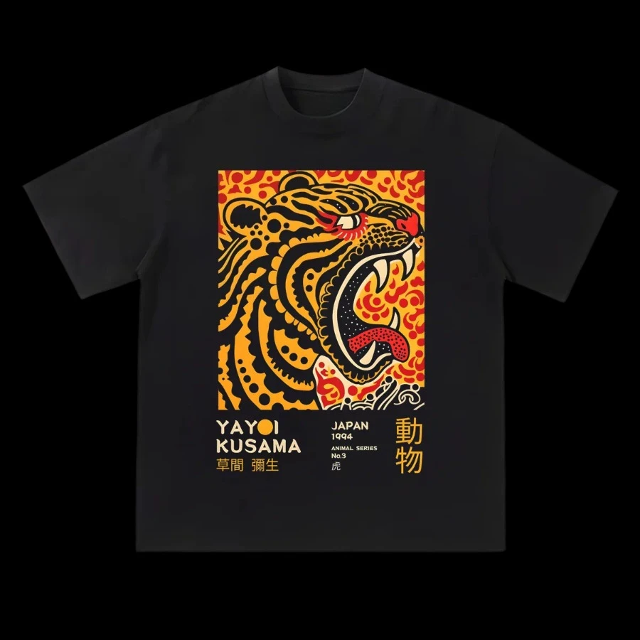 Yayoi Kusama Polka Dot Tiger Print Short-Sleeve Ukiyo-e Pop Art Unisex Loose Trendy T-Shirt Pop Art