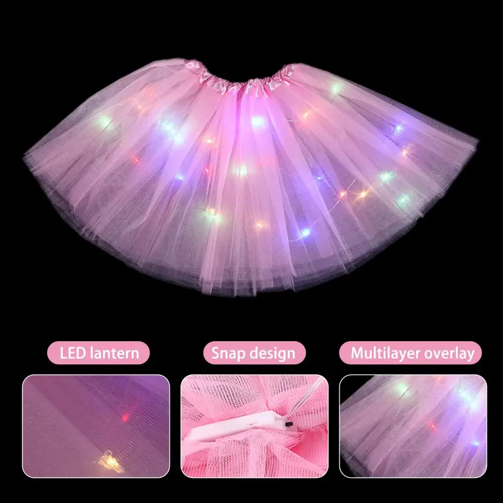 

Illuminated Half-length Skirt Half-length Skirt for Women Colorful Led Light-up Mesh Skirt for Women with Elastic for Parties