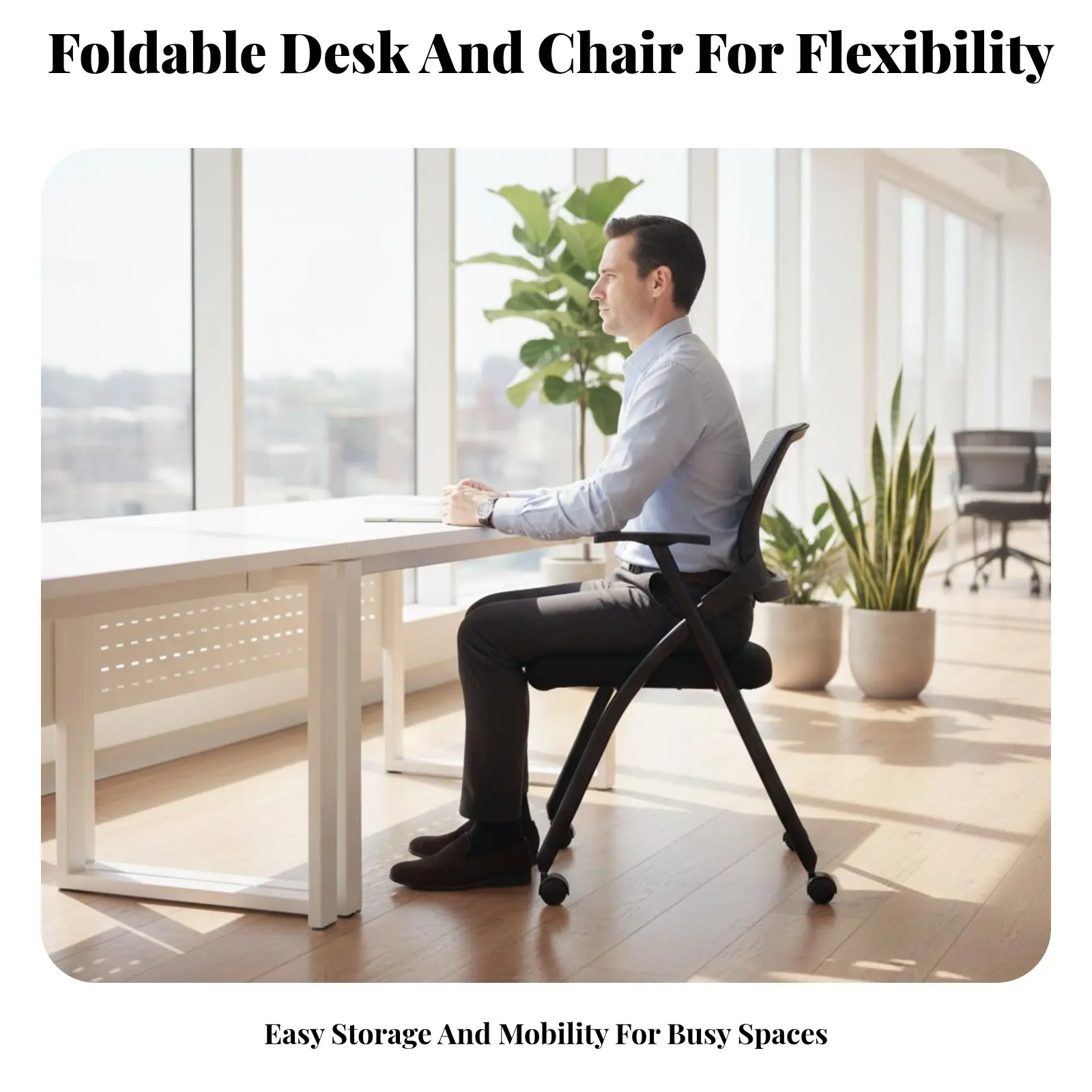 Picture 4: Folding-Top Mobile Table Foldable Mobile Nesting Table With Casters Easy Storage for Educators, Event Organizers, Classroom