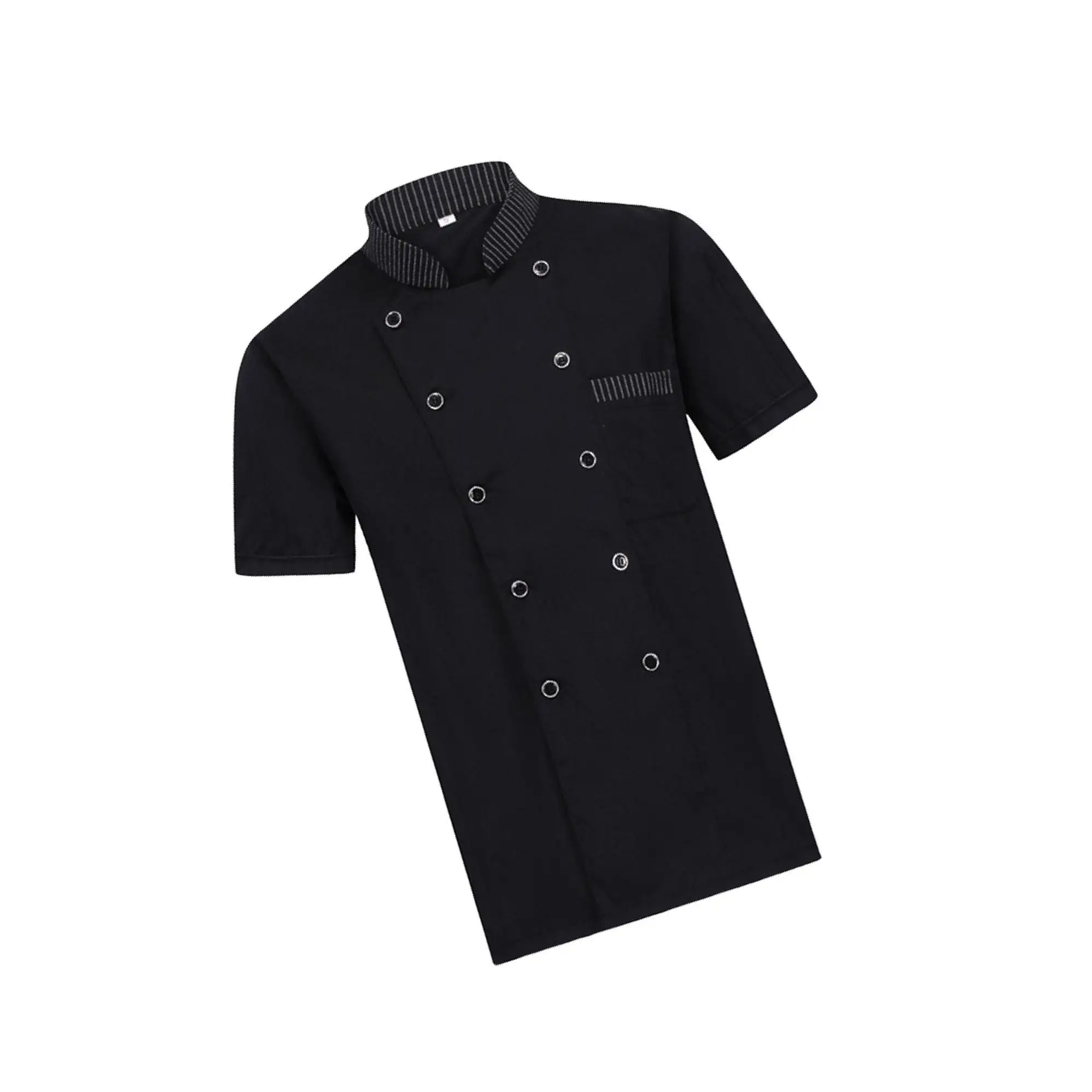 폴리에스터 통기성 레스토랑 작업용 반팔 셔츠 케이터링 요리사용 내구성 있음 더블 화이트 M