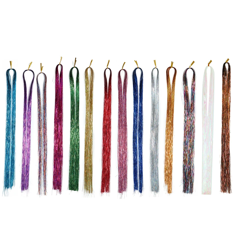 Difi sintesi Neon arcobaleno Sparkle capelli lucidi Tinsel arcobaleno seta estensioni dei capelli abbagna donne Hippie per copricapo intrecciato