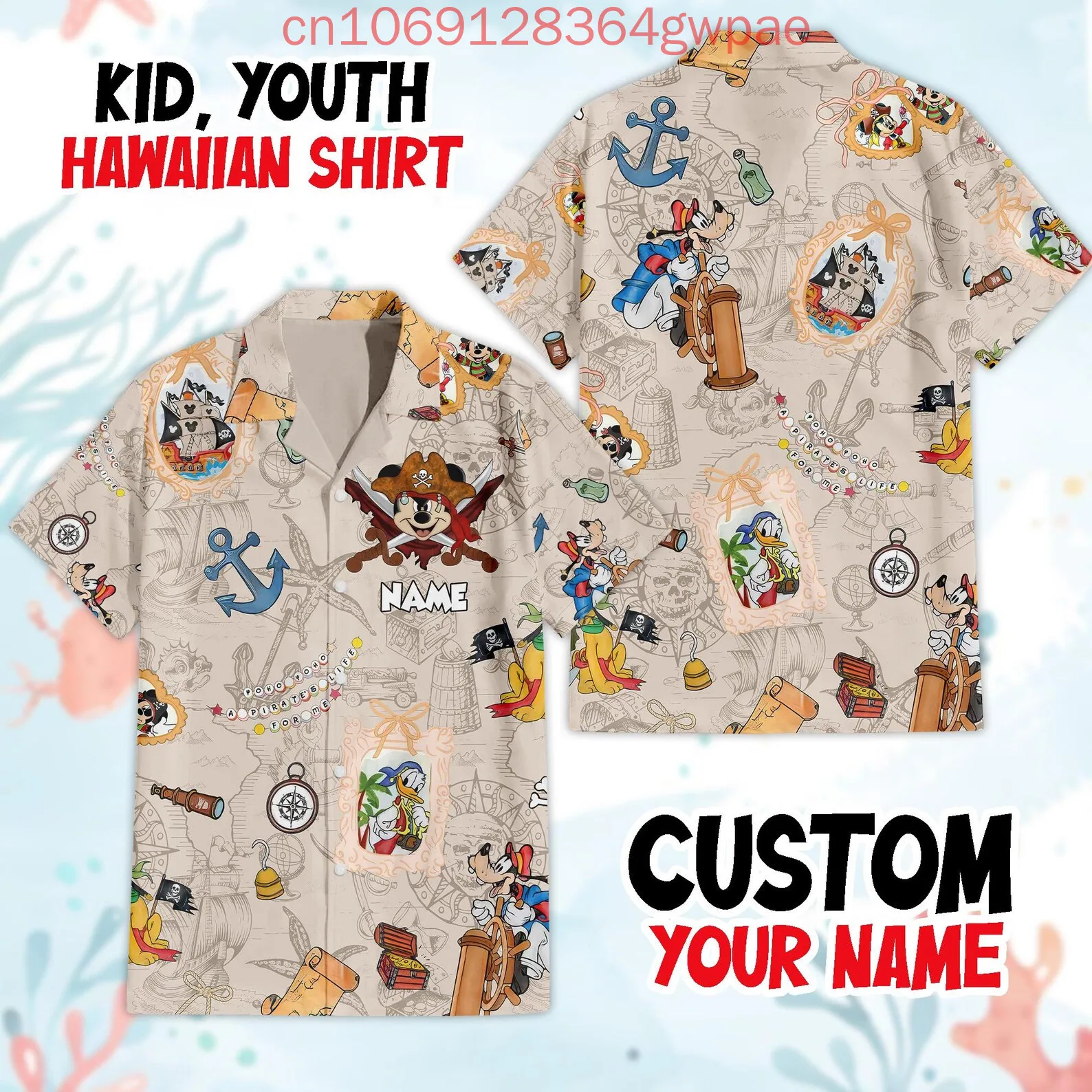 Disney Mickey Cruise Pirate Stampa 3D Camicie hawaiane Camicie da spiaggia a maniche corte casual estive da donna da uomo Camicie con bottoni alla moda