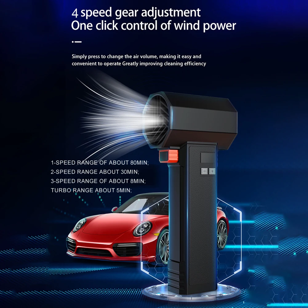 Electric Blower TF64 High Speed Turbofan Handheld Car Dryer Air Blower LED Light For Cleaning Dark Corners With Ease Accessories