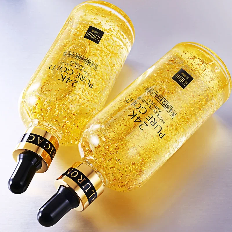 50/100ml 24K Gold Hyaluronic Acid Nicotinamide Face Serum Replenishment Moisturize Shrink Pore Brighten Skin Care Firming