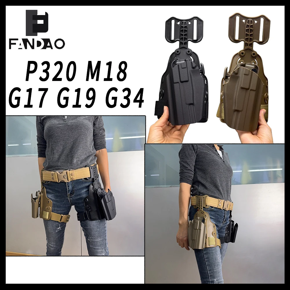 

Tactical Quick-Draw Pistol Holster Airsoft Left Right Hand Drop Leg Gun Holster for P320 M18 G17 G19 G34 Paintball Shooting