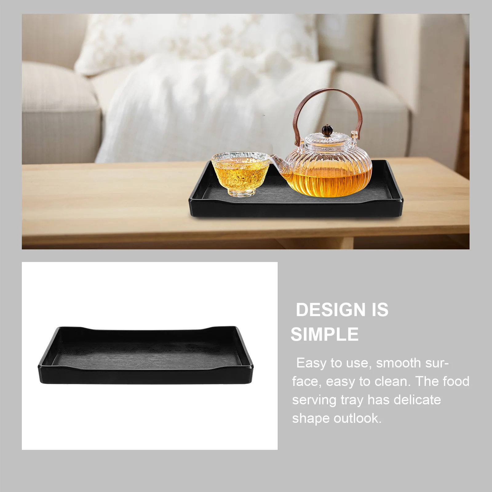 

2Pcs Water Cup Tray Rectangular Multi-Functional Serving Tray for Tea Fruit Snacks Dessert Cake Home Hotel Restaurant Storage