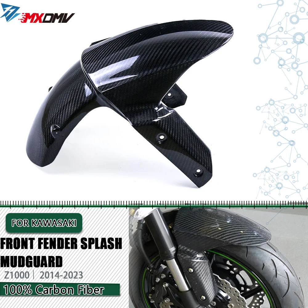 Motorcycle Carbon Fiber Front Mudguard Fender Hugger Flap Splash For KAWASAKI Z1000 NINJA H2 SX H2R Z800 Z600 ZX-10R ZX6R