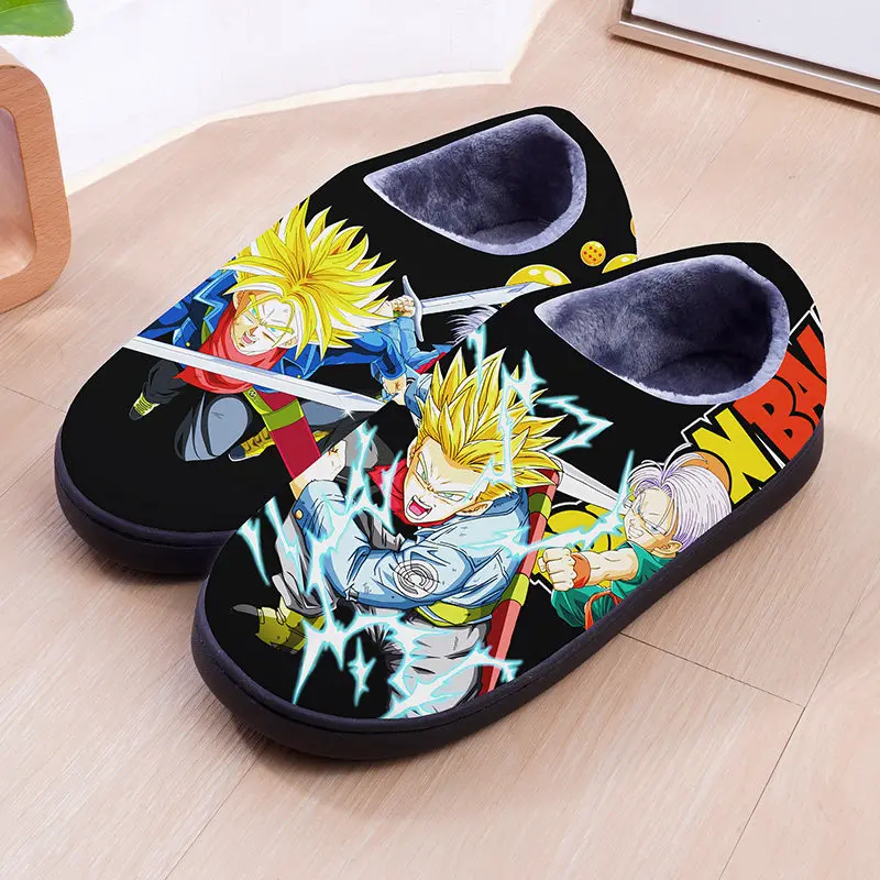 New Anime Dragon Ball Vegeta All Forms Print Winter Plush Slippers Blue Super Saiyan Warm Fluffy Non-Slip House Slippers view 5