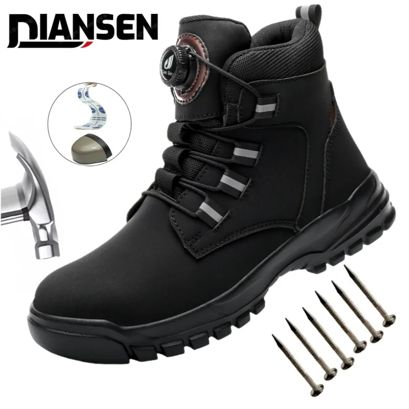 Waterproof Safety Work Shoes With Steel Toe for Men Outside Work Boots Hiking Anti Puncture Non Slip Black Light Safety Boots