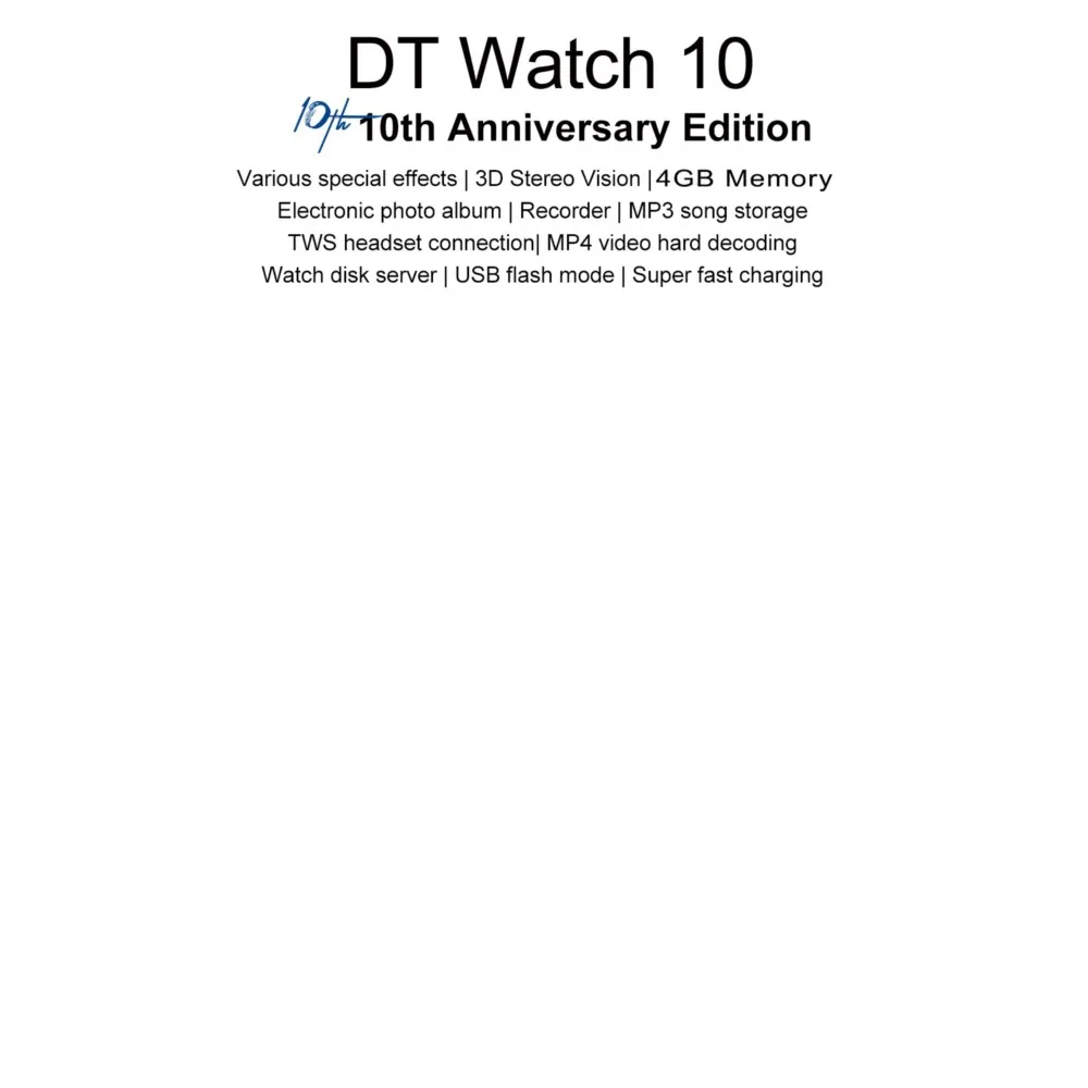 AMOLED DT Watch X Smart Watch 4GB ROM Smart Gesture BT Call Compass Games Music 3D Vision DT Watch 10 Smartwatch Men Women