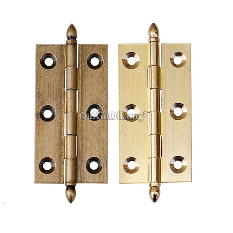 European Antique 10PCS Solid Brass Crown Head Furniture Hinges Cupboard Wooden Case Gift Box Cabinet Hinges