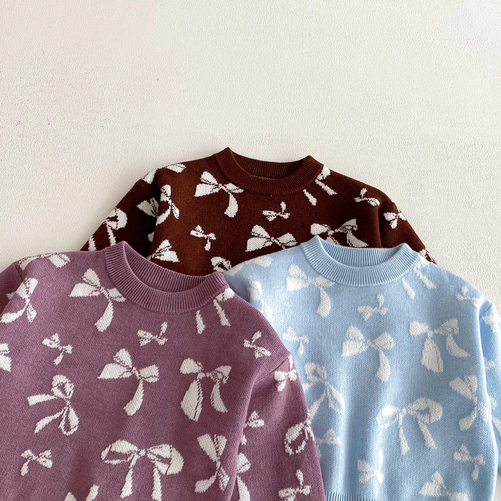 Koreanischer Stil 2026 Frühling und Herbst Mädchen Strickpullover-Set mit Schleifenhose, Zweiteiliges Outfit für Babymädchen – Detail 5