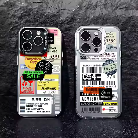 Luxury Stamp Label Barcode Case for Samsung Galaxy S24 S23 S22 S21 S20 Note20 Ultra Plus FE M31 4G 5G Matte Shockproof Back