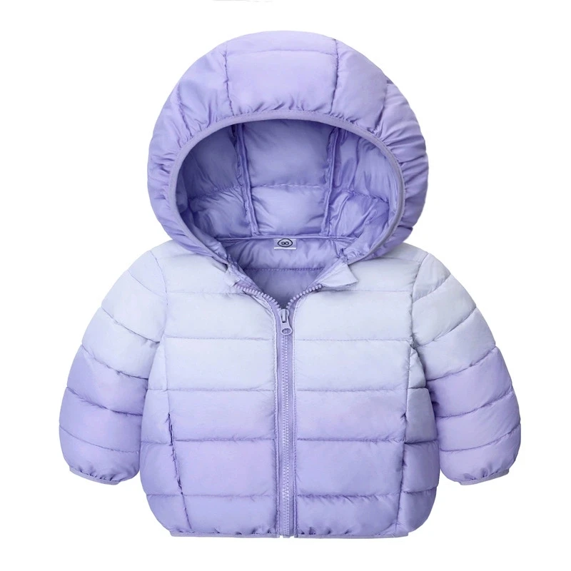 Autumn Winter Kids Cotton Jacket Fashion Gradient Style Hooded Zipper Coat 2-6 Years Boys Girls Thick Warm Outerwear  Yk129