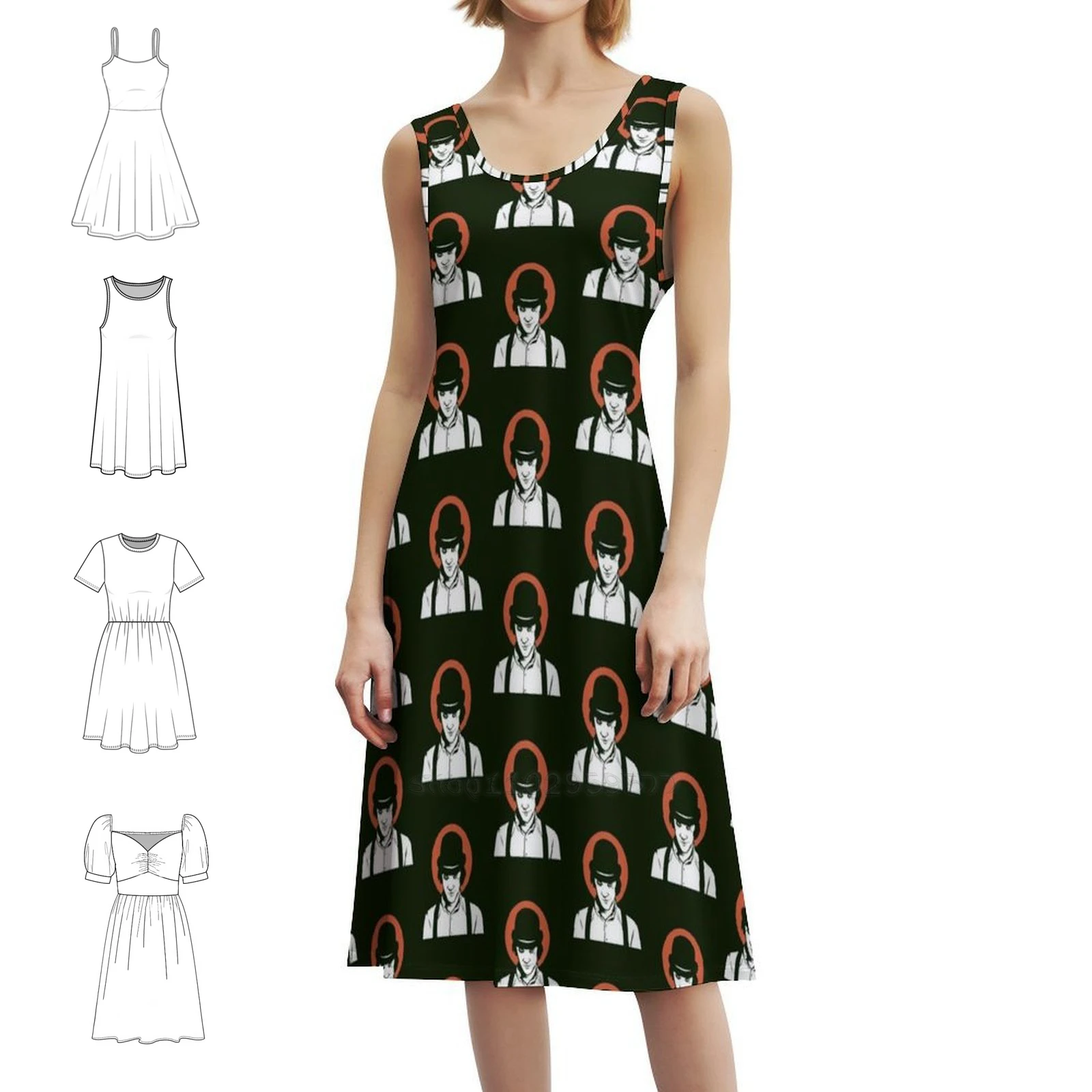 

Alex Delarge Women's Elegant Party Dress A-Line Dress With Short/Long/Sleeveless Options Clockwork Orange A Clockwork Orange
