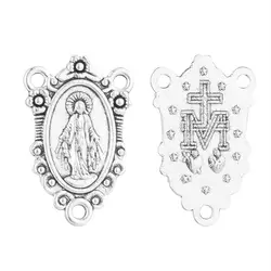 10Pcs Catholic Our Lady Medalla Milagrosa Connectors Virgin Mary Rosary Centerpieces Center Part for DIY Jewelry Accessories