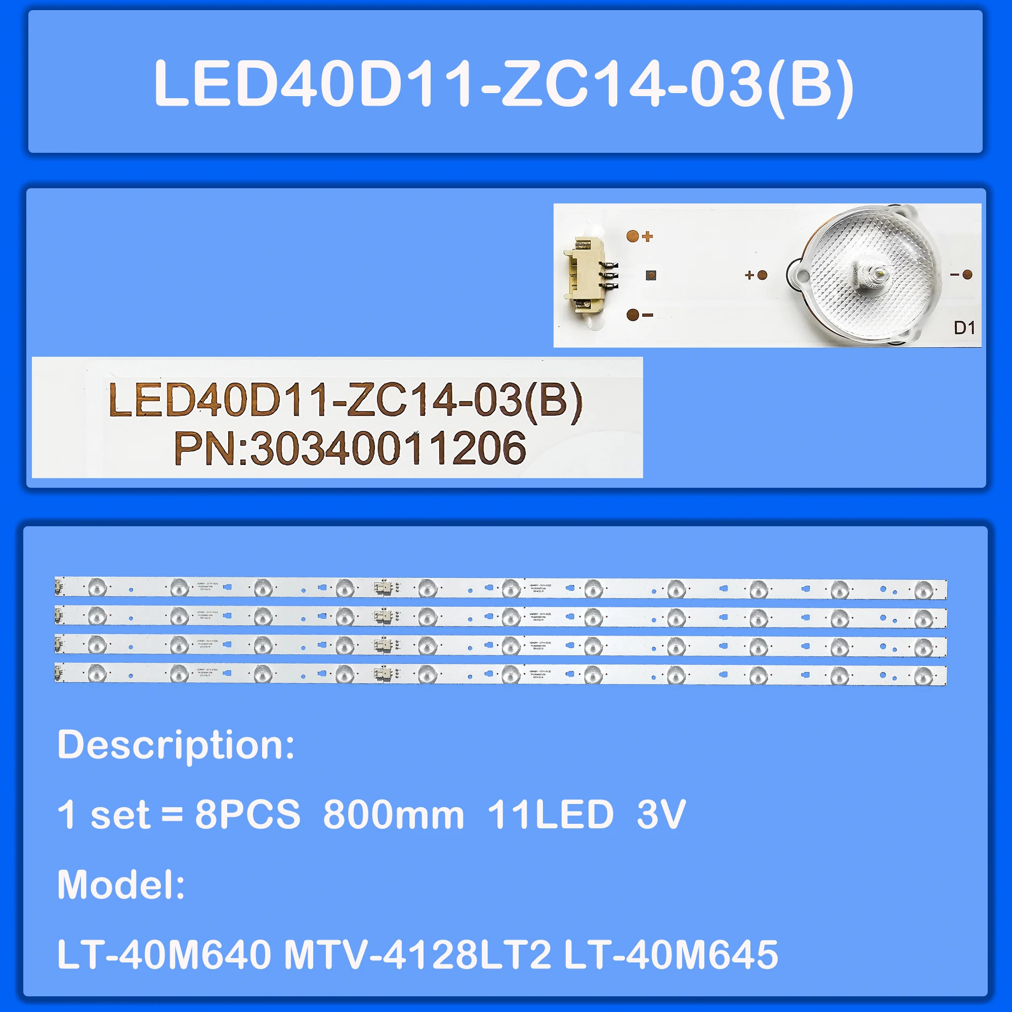 LED Backlight Strips For  LT-40M445 LT-40E710 MTV-4128LTA20 MTV-4129LT2 LE40D8810 LE-40ZTF11 LED40D11-ZC14-03