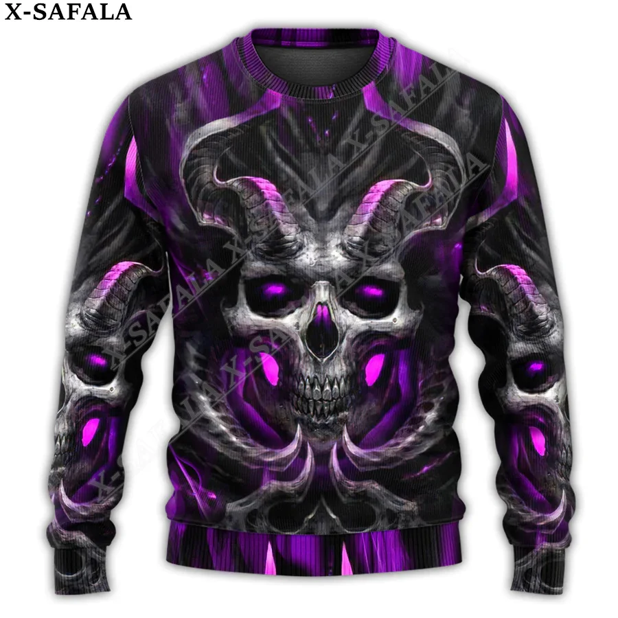 

Trippy Skull Horrible Ugly Christmas Sweaters 3D Printed Knit Funny Gift Jumpers Tops Couple Holiday Party Unisex Casual-6