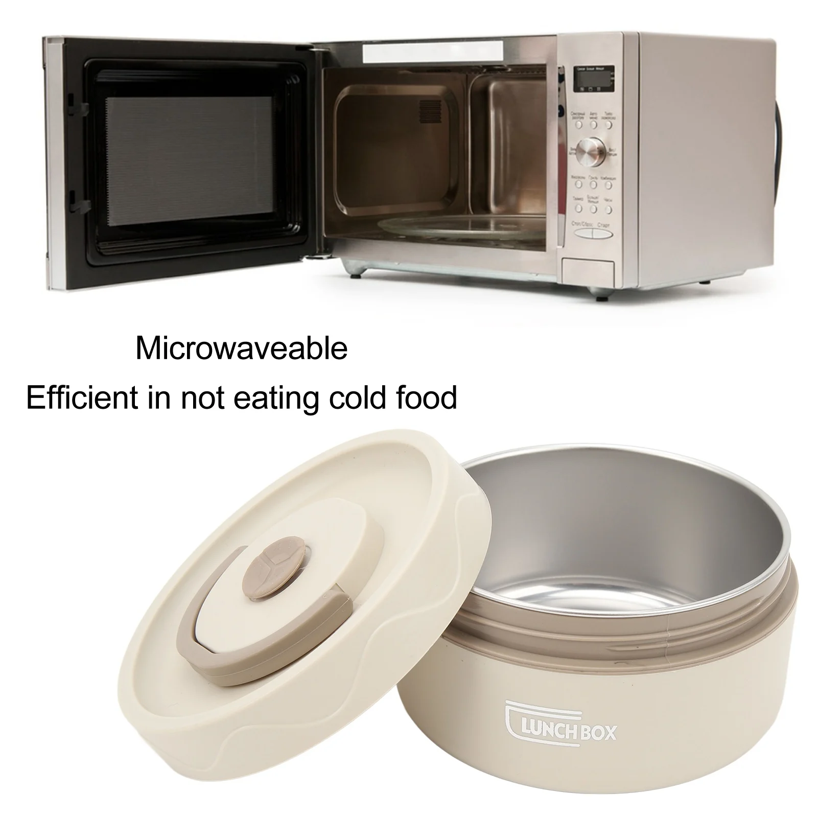Thermal Cooking Pot 440ml 304 Stainless Steel Double Layer Portable Round Shape Thermal Lunch Container Thermal Cooking Pot