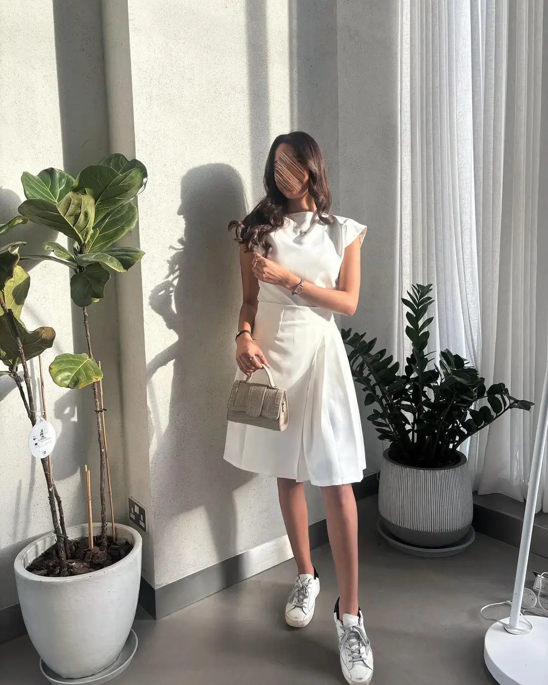 

XIXI Wedding Party Dress Women 2024 Summer Design Round Neck One Piece Lace Up Waist Slimming Solid Color Vest Dress Robe