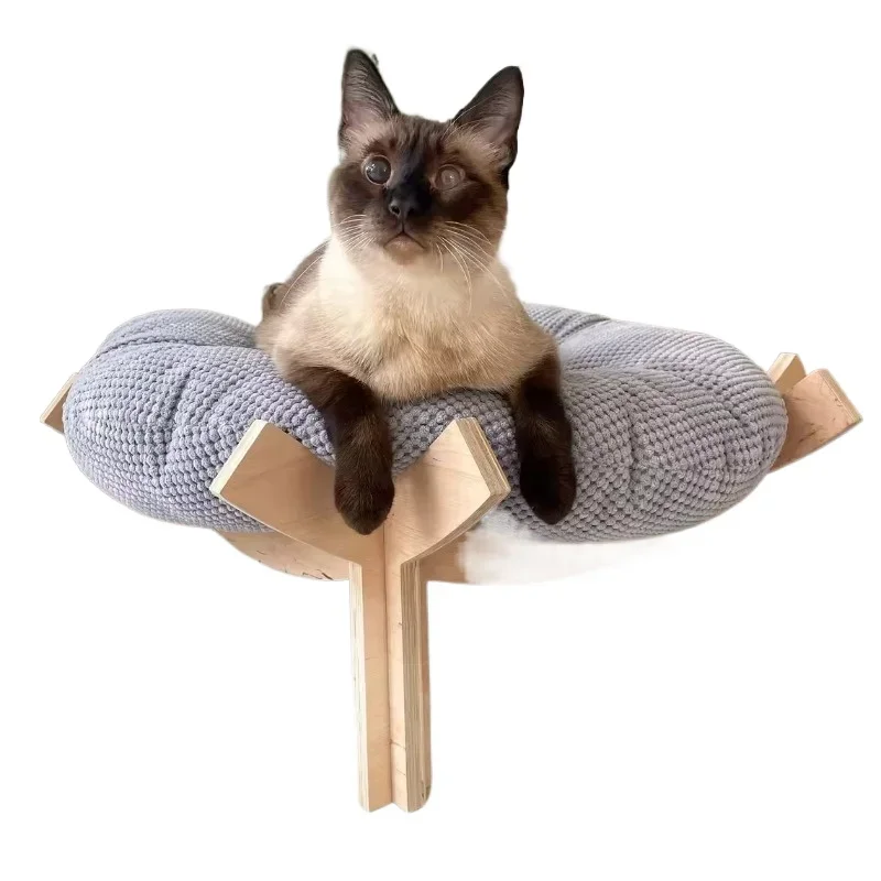 Breathable solid wood pet furniture stylish animal print cat and puppy beds for living rooms and bedrooms