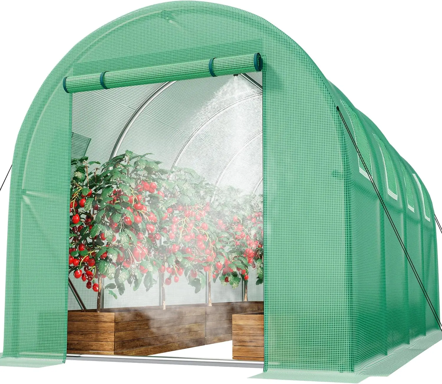 15x6.5x6.5ft Greenhouse w/ Watering System Heavy Duty Green House Large Tunnel Greenhouses Kit Walk in Outdoor Plant Gardening