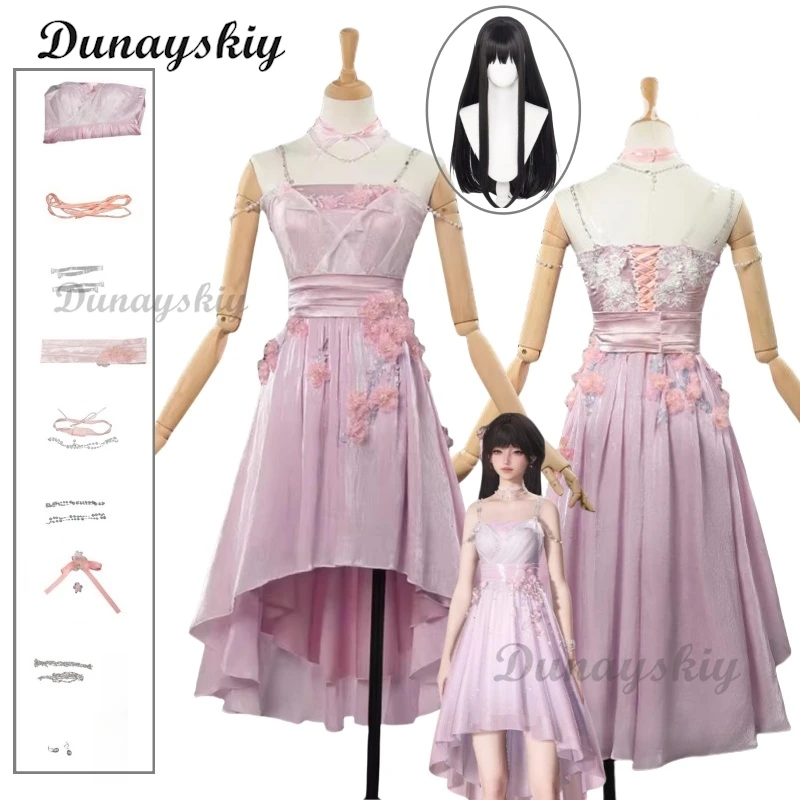 

Flower Sea Hunter Pink Dress Game Love and Deepspace Princess Cosplay Costume Wig Skirt Accessories Set Outfits for Woman Girl