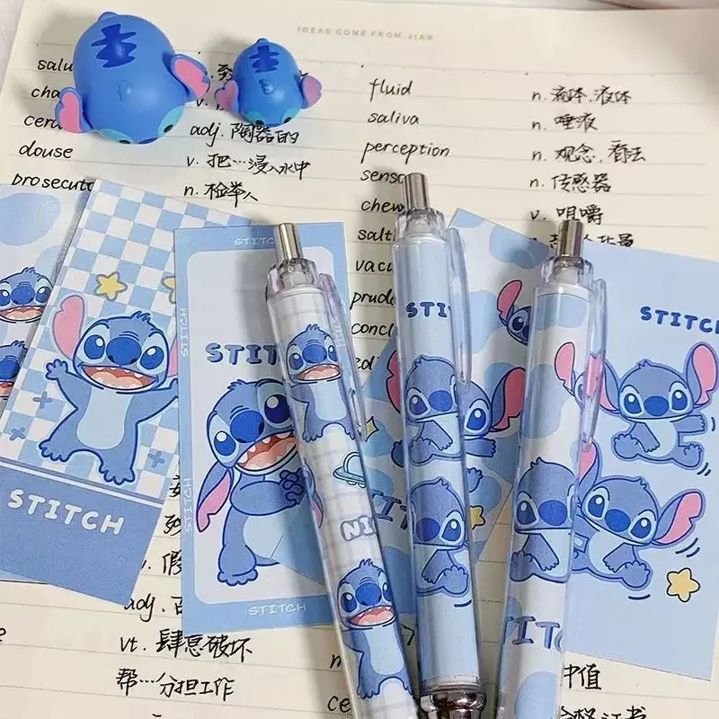 Disney 10-20pcs Gel Pen Cute Stitch 0.5 Black Ink Signature Pen Office School Writing Supplies Stationery Children Festival Gift