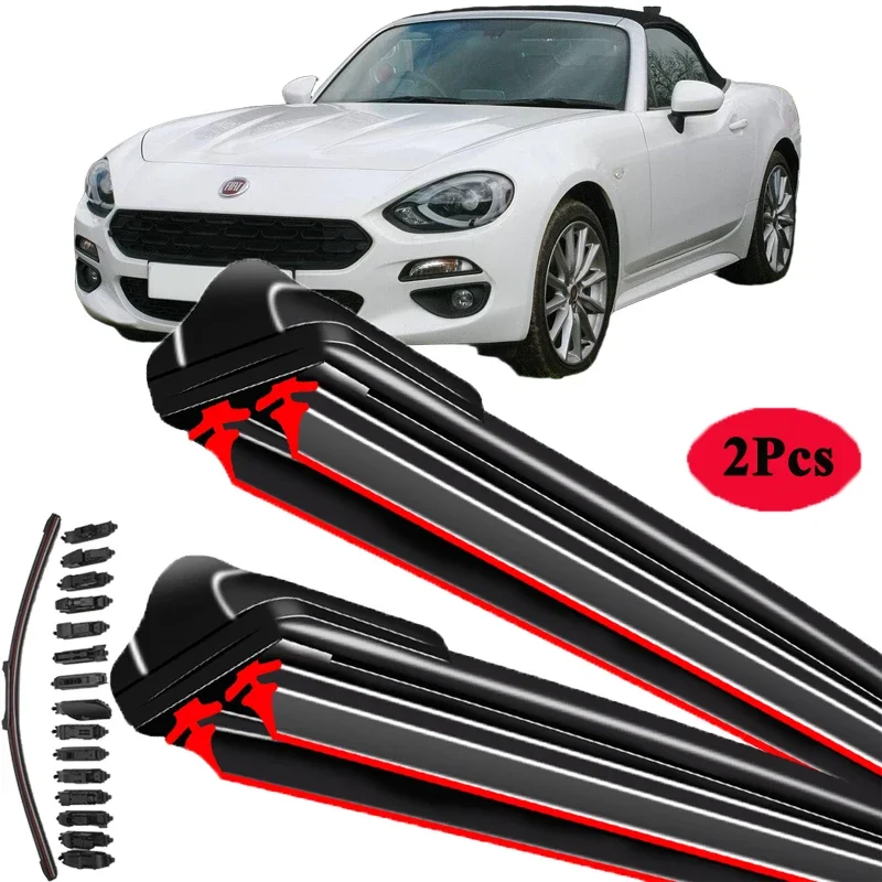For Abarth Fiat 124 Convertible Spider 348 1.4 2016 2017 2018 2019 2020 2021 2022 Double Rubber Car Windshield Wiper Blades
