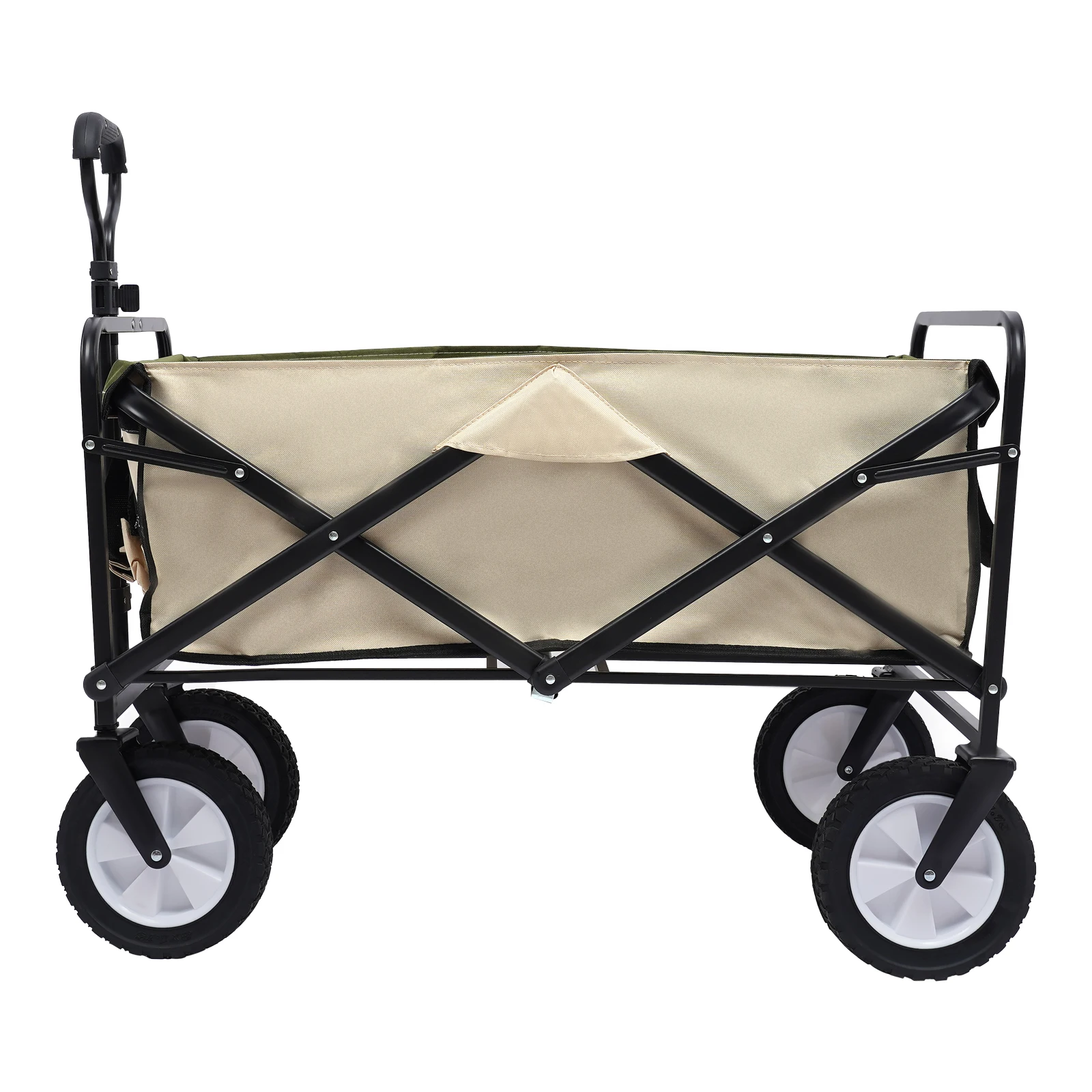 100 KG Capacity Folding Wagon Beach Carts, All-Terrain Beach Wagon with Universal Wheels, Adjustable Handle & Drink Holders