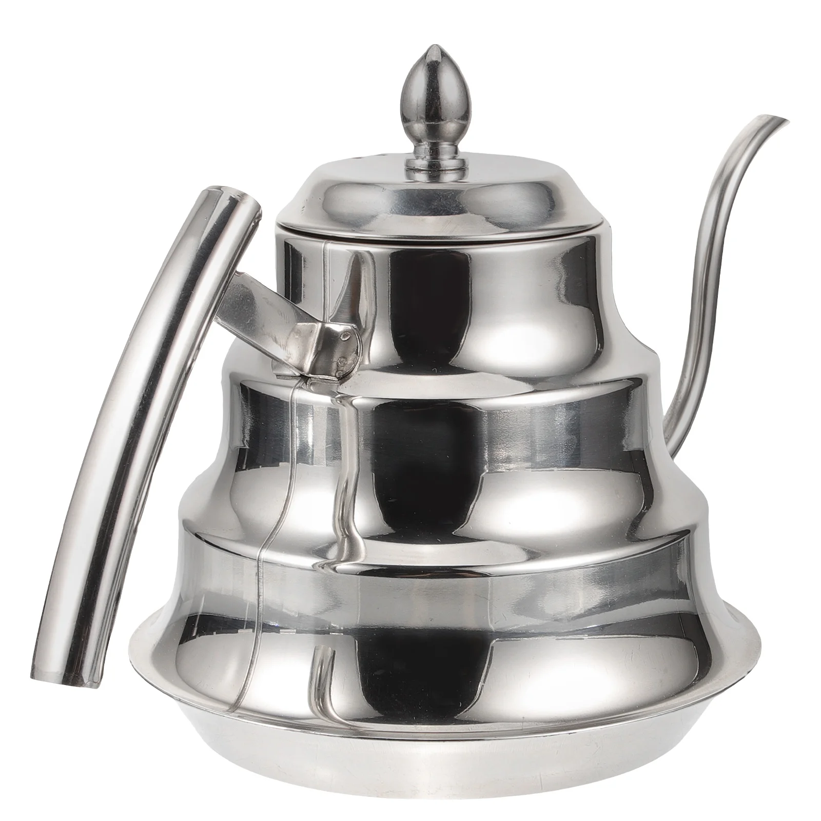 

Stainless Steel 1 2L Silver Safe Kettle Water Filter Stovetop Strainer Tea Coffee Pot Bamboo Convenient Water Kettle Design