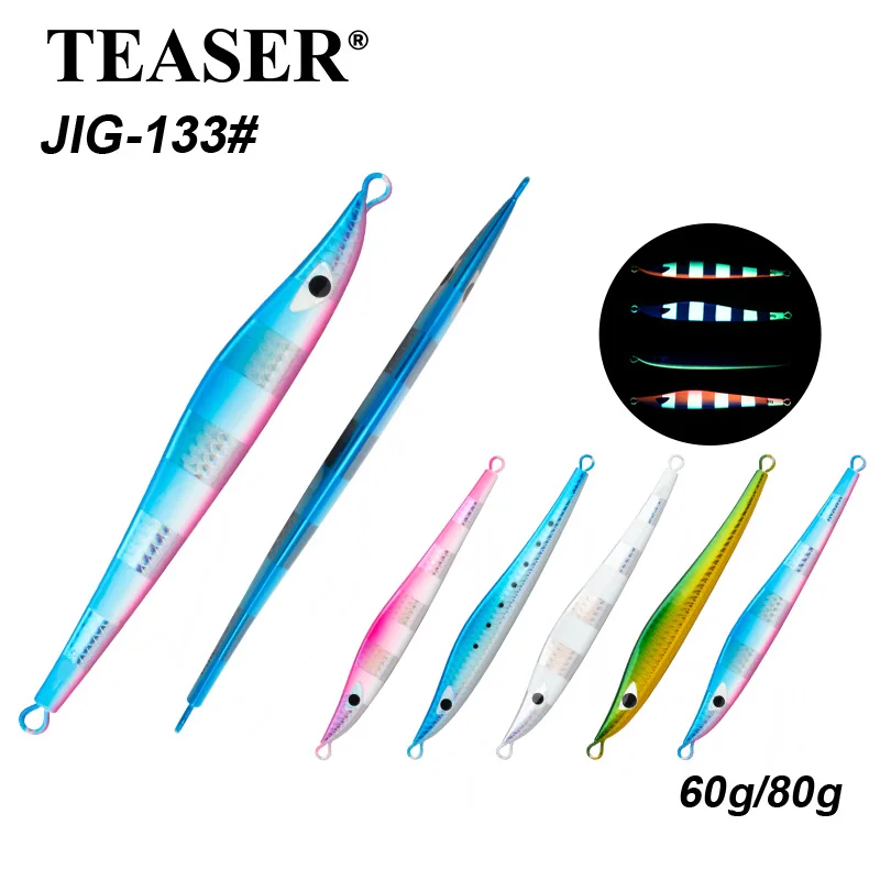 TEASER J133 60G/80G Tiefsee-Eisenplatte mit langsamer Schüttung, Köderbootangeln mit schnell sinkendem Bleifisch und Thunfisch-Meeresangeln