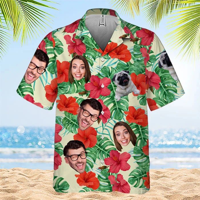 

Рубашки с тропическими растениями для фотографий лица, мужская одежда, Гавайская пляжная рубашка с 3D принтом, Y2k, топ, повседневные блузки с короткими рукавами и лацканами