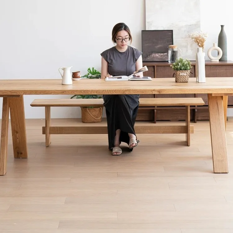 Solid wood dining table Household long creative dining table and chairs Studio log office workbench Solid wood long table
