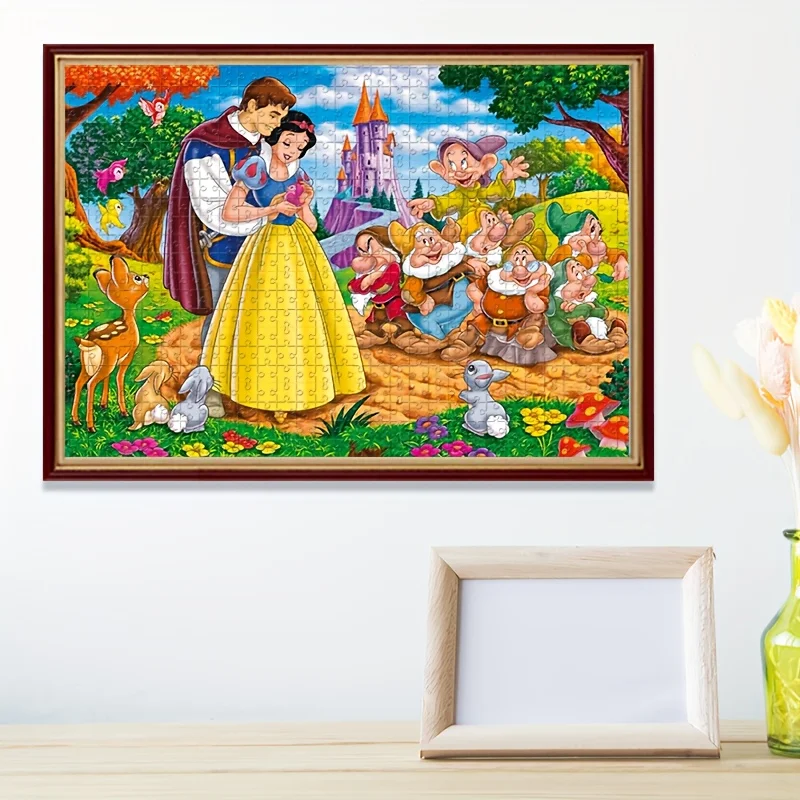 1000 Stück Puzzle Cartoon-Figuren Schneewittchen und der Prinz Zwerge Märchen Happy Ending Wandbehang Puzzle Spiel für Erwachsene GIF