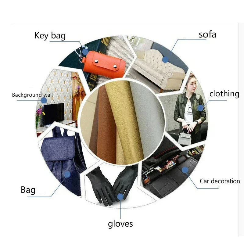 1pc 140 * cm Litschi Pu Kunstleder Kunstleder Stoff synthetisch zum Nähen Bogen Tasche Broschen Sofa Auto DIY Hademade Material