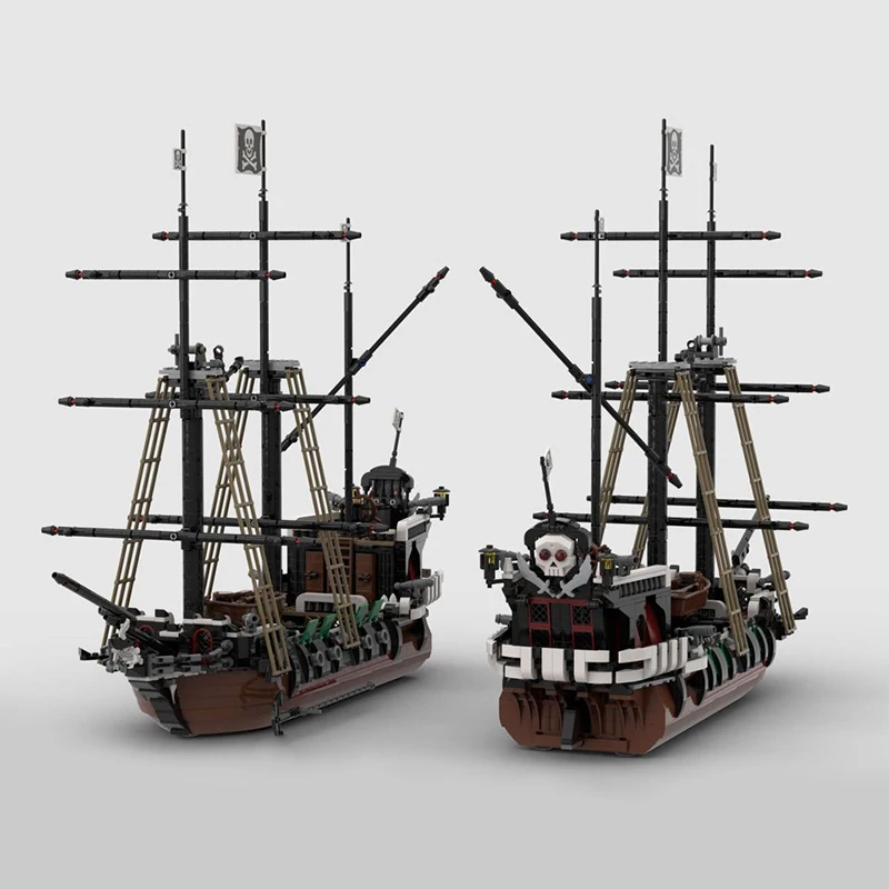 1676pcs MOC Pirates Remake Skull Eye Schooner V 2.0 Model Building Blocks Architecture Art 3D Creative DIY Collection Assemble