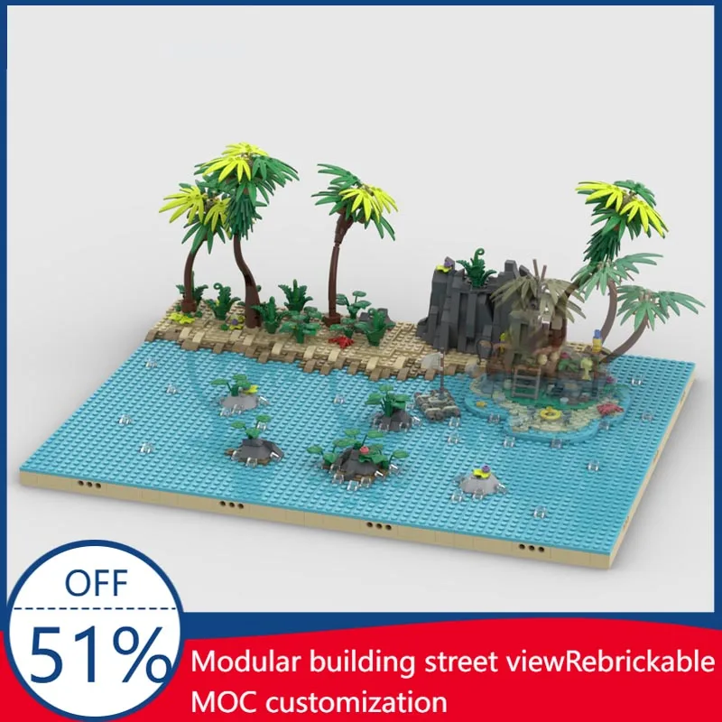 773PCS Pirates Diorama - Display For Set 40566-1 Ray The Castaway MOC Model Custom Blocks DIY Assembly Toy For Pirate Fans Gift