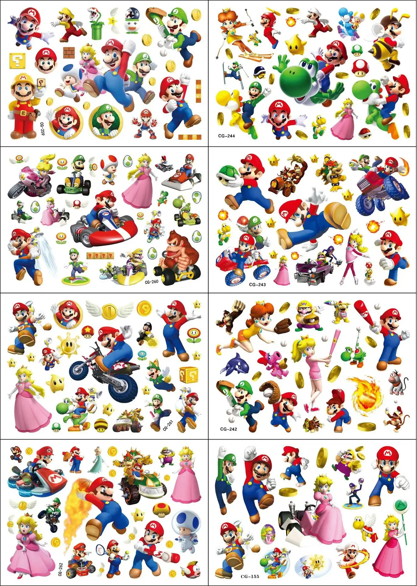 Super Mario Tattoo Stickers Waterproof Cute Mario Sticker Cartoon Kids Girls Christmas Birthday Gift Reward Toy Paster